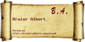 Braier Albert névjegykártya